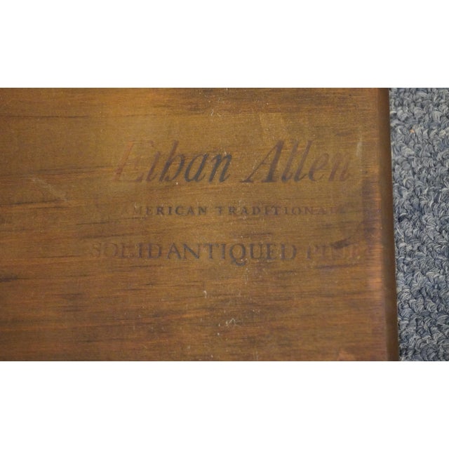 Ethan Allen Antiqued Pine Old Tavern Rustic Americana 23" Square Accent Bunching End Table 12-8001 For Sale - Image 10 of 10