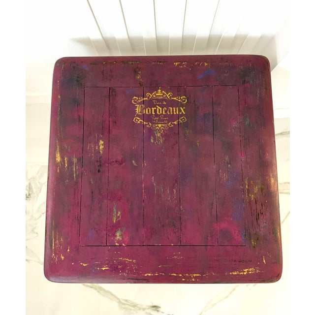 Vintage French Hand-Painted Accent Table in Bordeaux Red Finish For Sale - Image 10 of 11