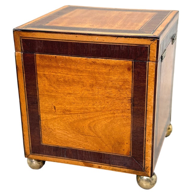 Wood 18th Century George III Satinwood Square Tea Caddy, 1790 For Sale - Image 7 of 10