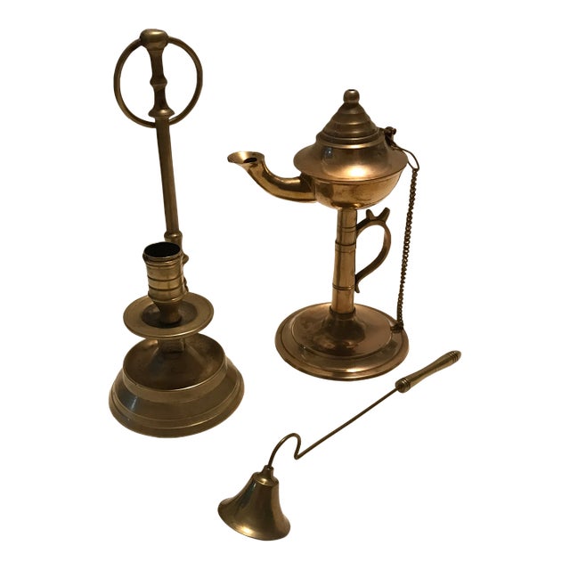 Late 20th Century Vintage Ornate Brass Lighting Fixtures- Set of 3 For Sale