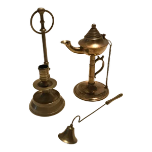 Late 20th Century Vintage Ornate Brass Lighting Fixtures- Set of 3