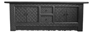 Vintage Ebony Carved Media Cabinet / Credenza