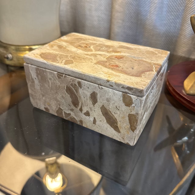 Exquisite vintage 1980s Miami Beach condo find Italian marble rectangular box.
