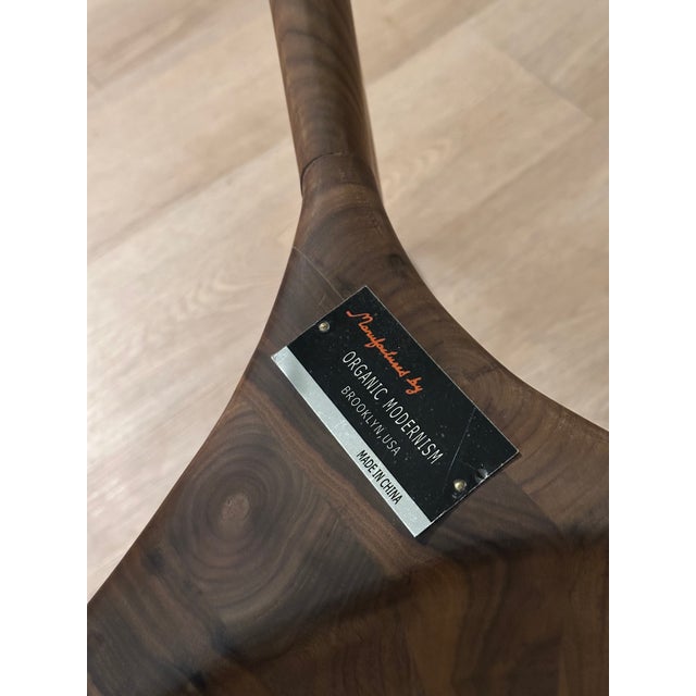 Oblong Beveled Clear Glass 62” Table With “Organic Modernism" Faux Wooden Metal Base For Sale - Image 10 of 10