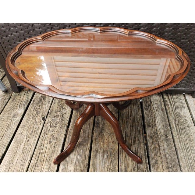 1940s Georgian Style Mahogany Tray Top Pedestal Table For Sale - Image 10 of 11
