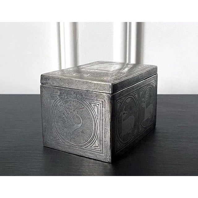 Fine Korean Iron Tobacco Box with Silver Inlay Joseon Dynasty For Sale In Atlanta - Image 6 of 13