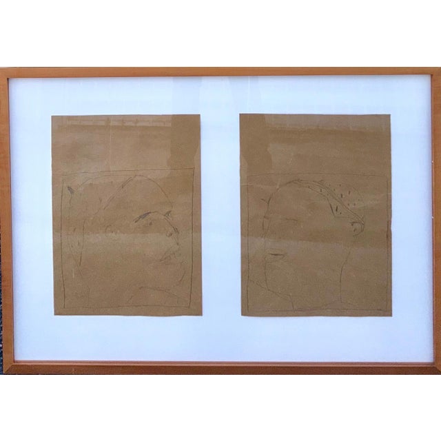 James Brown (American, 1951-2020) "Study on the Nuba" (African men drawings) 1981 Graphite on brown paper, two works...