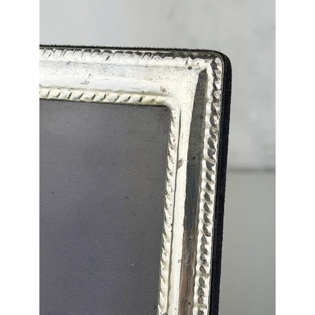 1950s Vintage Italian Sterling Silver Photo Frame with Classic Beaded Border, 1950s For Sale - Image 5 of 13