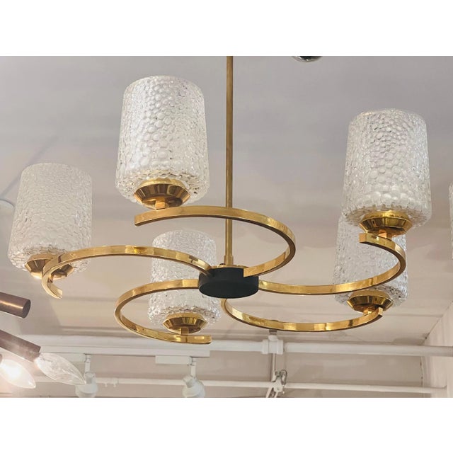 French 1960s Arlus Golden Glass Pendant Mid Century For Sale - Image 9 of 10