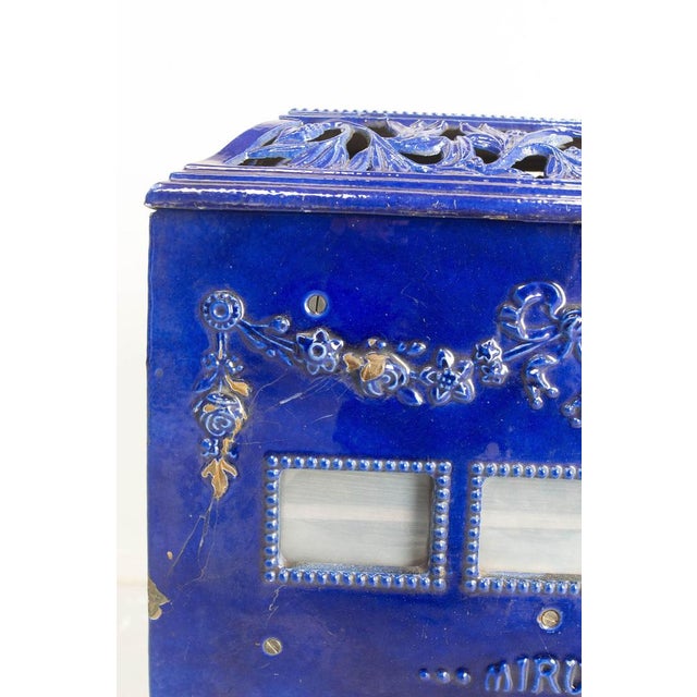 Metal Small French Art Deco Blue Enamelled Coal Stove, 1890s For Sale - Image 7 of 10