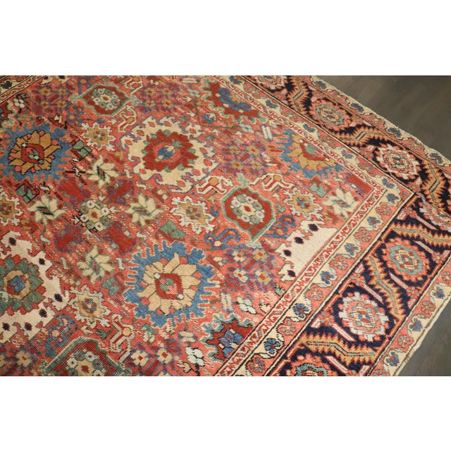 Abstract 1920s Stunning Antique Heriz Rug 8' X 10' For Sale - Image 3 of 10