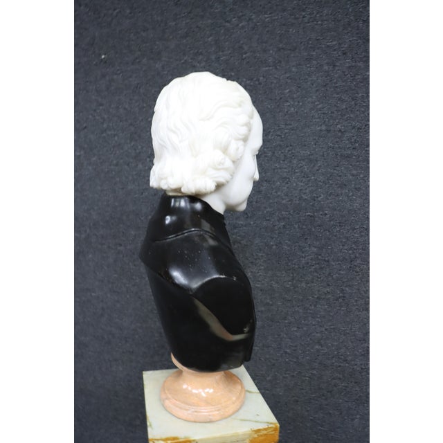 Wolfgang Mozart Tricolor Marble Bust For Sale - Image 14 of 16