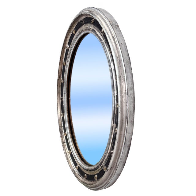Wood Irish Ebonized and Silver Parcel Gilt Oval Wall Mirror (H 23 1/4 X W 19 1/4) For Sale - Image 7 of 9