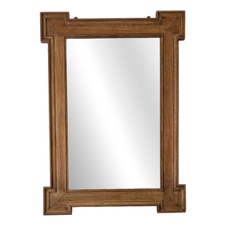 Architectural Oak Wall Mirror with Crossette Corners, France, 1920s For Sale