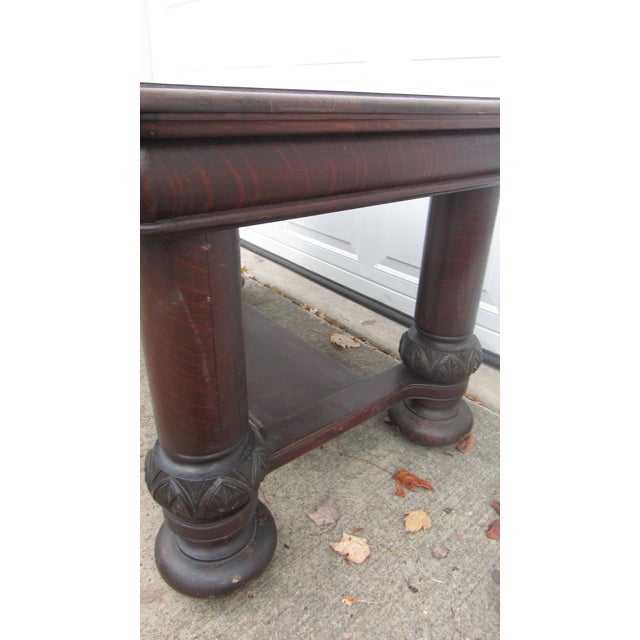 Wood 1940s Oak Library Console Table Amazing Mission For Sale - Image 7 of 12