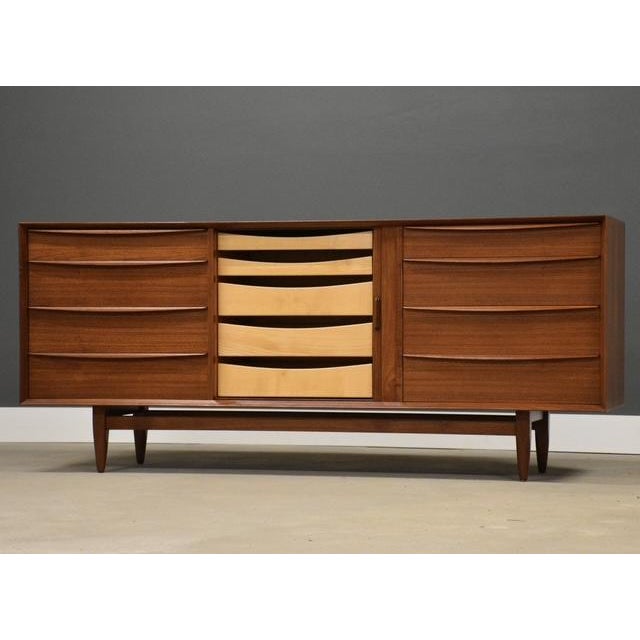 1950s 1950s Refinished 75” Danish Modern Teak Sideboard Credenza Dresser by Falster For Sale - Image 5 of 11