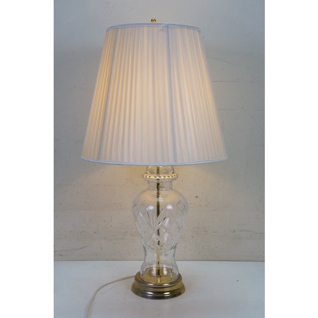 Vintage Neoclassical Revival Brass & Cut Crystal Mantel Vase Urn Table Lamp 31" For Sale - Image 14 of 14