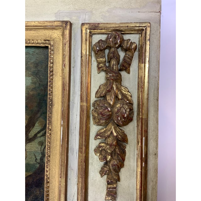 19th Century, French, Louis XVI Painted and Gilt Trumeau Mirror For Sale - Image 4 of 7
