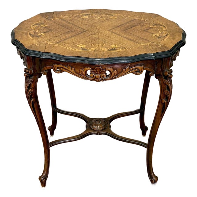 Vintage Louis XV Style Marquetry Side Table For Sale