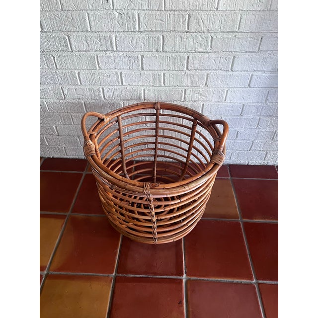 XXL Vintage Franco Albini Style Woven Bamboo Basket For Sale - Image 6 of 9