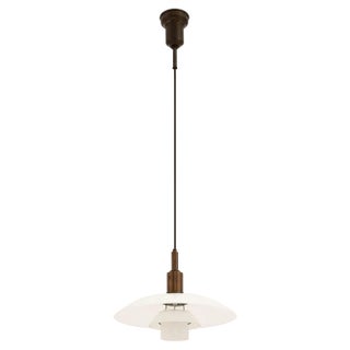 Ceiling Lamp in Brass and Opaline Glass attributed to Poul Henningsen, 1930s For Sale
