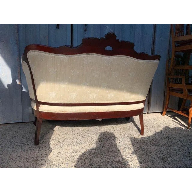 Early 20th Century Antique Victorian Style Carved Walnut Parlor Set, Loveseat and Lounge Chair Chippendale style with claw...