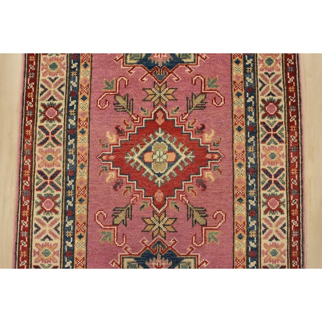 2020s Kazak Runner 2’9” X 9’10” Pink Wool Tribal Hand-Knotted Oriental Rug For Sale - Image 5 of 13