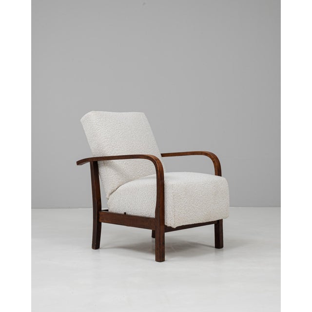 Off-white 20th Century Czech Reclining Upholstered Armchair For Sale - Image 8 of 18
