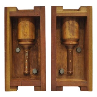 Vintage Industrial Foundry Wooden Block Mold Architectural Valcor Engine - a Pair For Sale