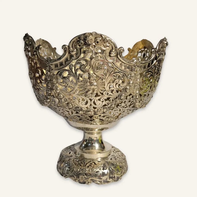 Silver Antique German Coin Silver Pierced Centerpiece For Sale - Image 8 of 8