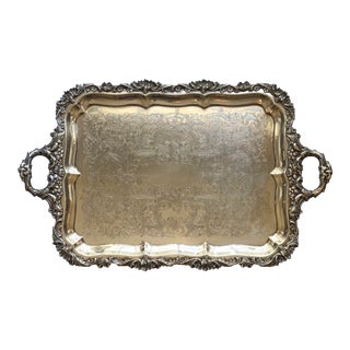 1890s Silverplate Butlers Serving Tray For Sale
