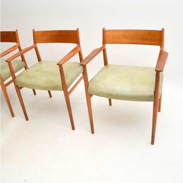 Vintage Danish Teak and Leather Dining Chairs by Arne Vodder from Sibast, 1960s, Set of 4 For Sale - Image 6 of 9