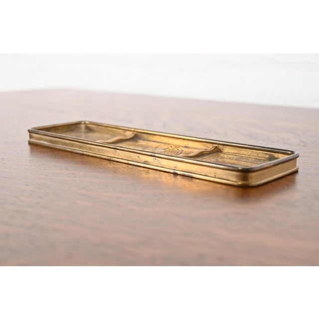 Early 20th Century Tiffany Studios New York Bronze Doré and Abalone Pen Tray For Sale - Image 5 of 11