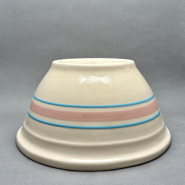 Vintage McCoy Pottery 1970s Pink and Blue Striped Stoneware Mixing Bowl For Sale In New York - Image 6 of 7