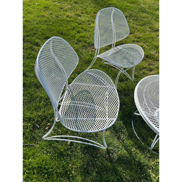 Mid-Century Modern Pair Homecrest "Casino" Mesh Iron Clamshell Style Chairs With Coffee Table, Attributed, 3 Pieces For Sale - Image 3 of 3
