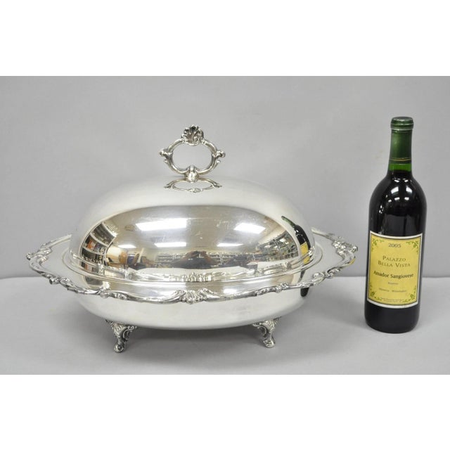 Vintage Eton Victorian Style Silver Plated Large Oval Covered Warming Serving Dish Platter (Electric Warming Element to...