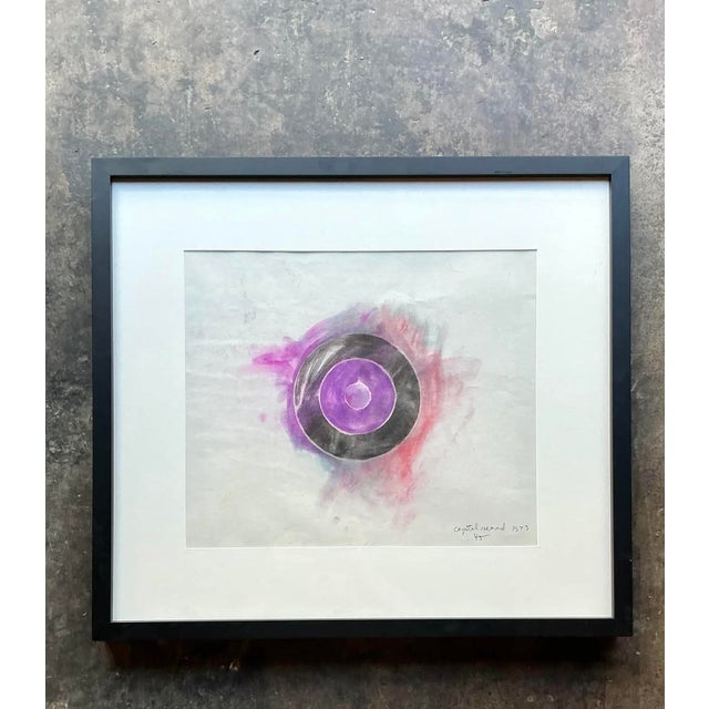 Contemporary Vintage Boho Original Pastel Geometric Abstract on Paper For Sale - Image 3 of 12