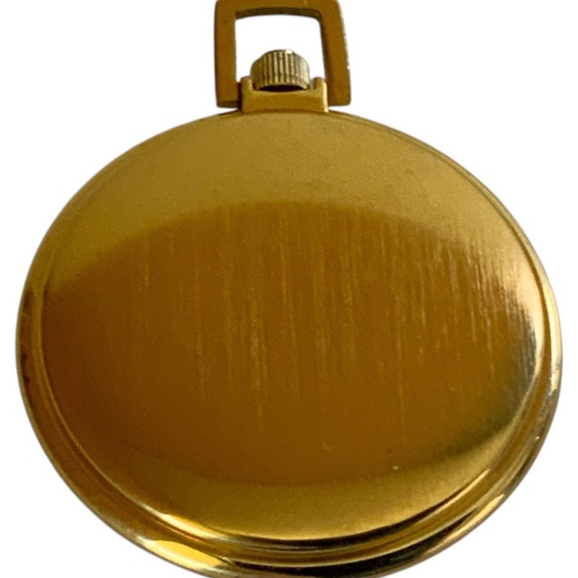 Traditional Vintage Colibri 17 Jewel Swiss Mechanical Skeleton Pocket Watch Gold Tone Made Usa 1970s-1980s For Sale - Image 3 of 6