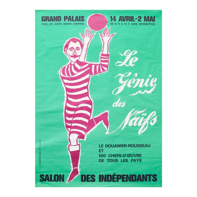 1982 French Exhibition Poster, Le Génie Des Naifs, Salon Des Indépendants - Monneret For Sale