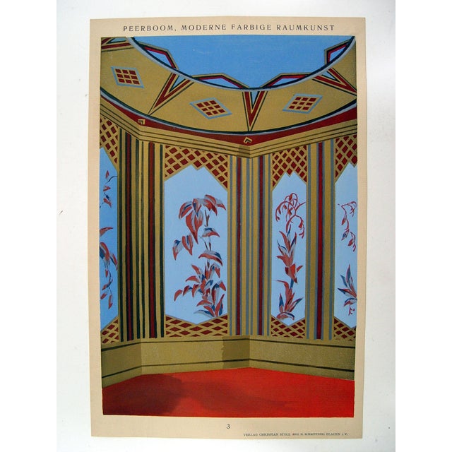 Art Deco 1929 Art Deco Blue and Gold Interior Pochoir For Sale - Image 3 of 3