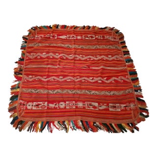 1960s Antique Andean Handwoven Wool Poncho Textile – Folk Art & Wall Décor For Sale