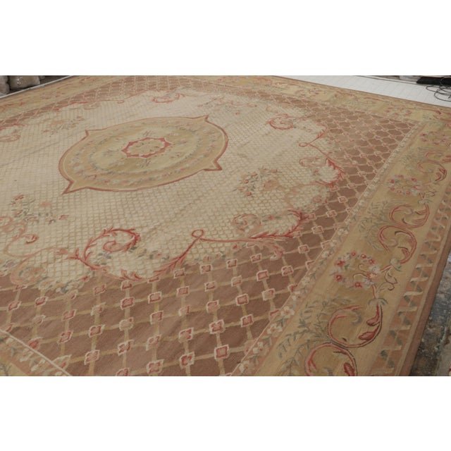 Traditional Rug & Kilim’s Aubusson Flatweave Style Rug With Beige Floral Medallion For Sale - Image 3 of 10
