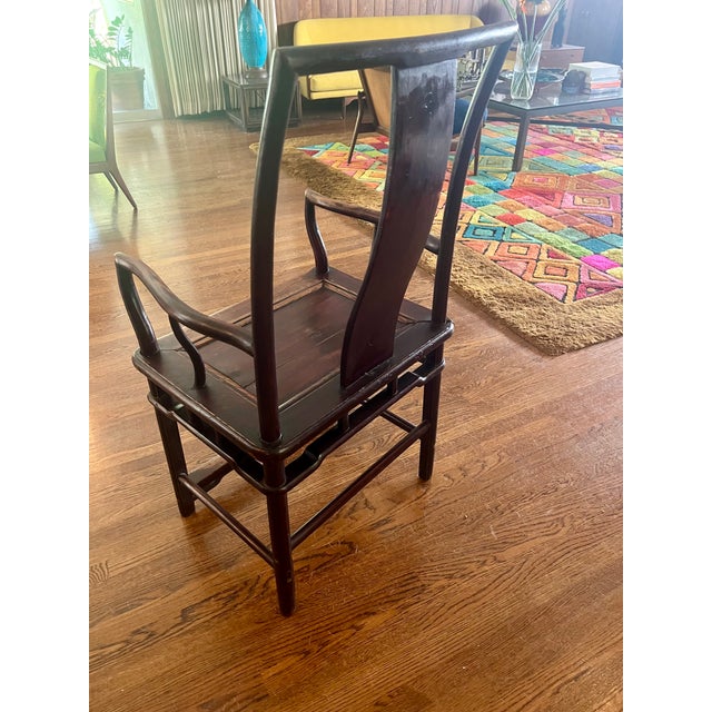 19th Century Chinese Ming Style Elmwood Official's Hat Armchair For Sale In Los Angeles - Image 6 of 9