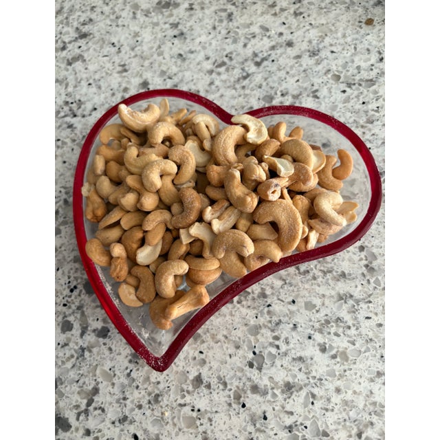 Shabby Chic Vintage Crystal Glass Heart Dish or Bowl From Germany For Sale - Image 3 of 7