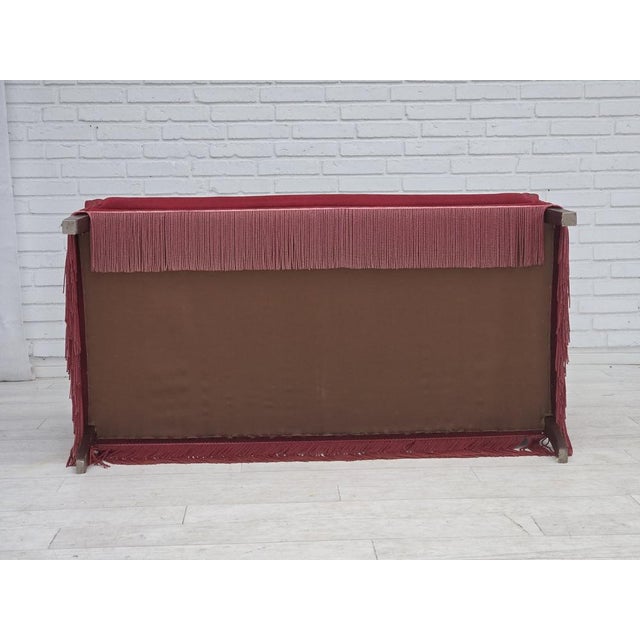 Danish 2-Seater Sofa in Cherry-Red Velour, 1970s For Sale - Image 12 of 17