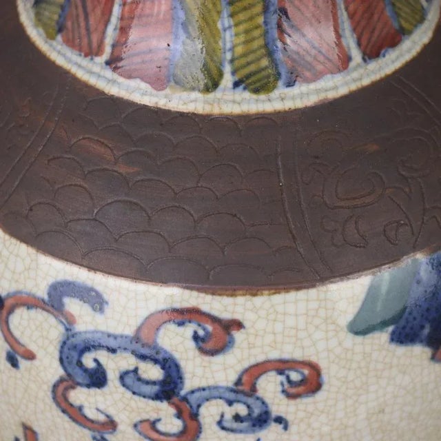 Chinese Vintage Ceramic Vase,Blue and White Doucai Porcelain Fish Tail Vase Hand Painted Figures Pattern For Sale - Image 9 of 9