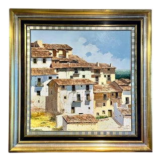 Late 20th Century Jose Barbera Original Cultural Landscape Oil on Canvas Painting For Sale