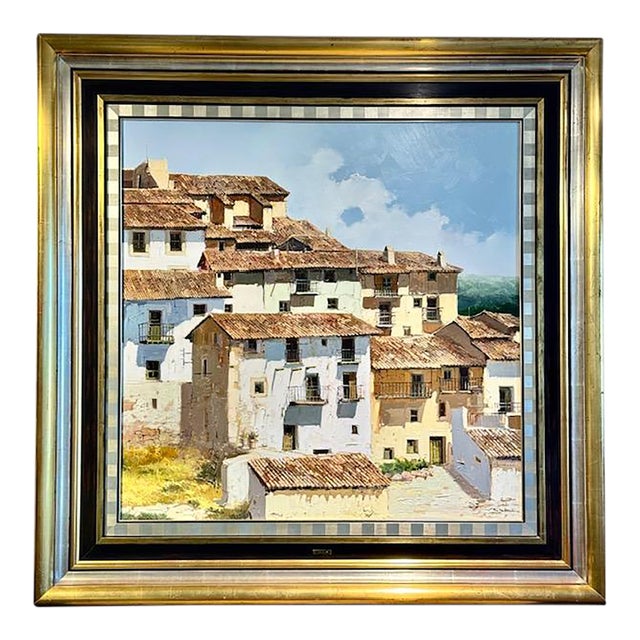 Late 20th Century Jose Barbera Original Cultural Landscape Oil on Canvas Painting For Sale