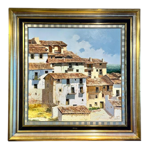 Late 20th Century Jose Barbera Original Cultural Landscape Oil on Canvas Painting