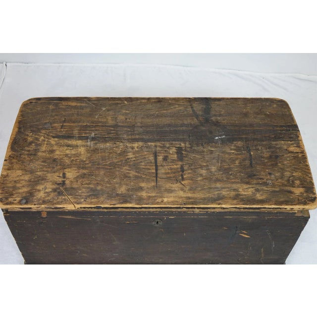 Wood 19th Century Antique Century Wooden Chest For Sale - Image 7 of 13